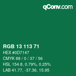 Color code: RGB 13 113 71 | qconv.com