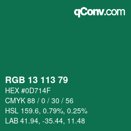 カラーコード: RGB 13 113 79 | qconv.com
