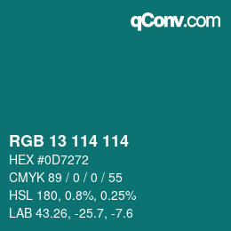Color code: RGB 13 114 114 | qconv.com
