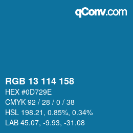 カラーコード: RGB 13 114 158 | qconv.com