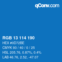 Color code: RGB 13 114 190 | qconv.com