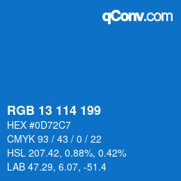Color code: RGB 13 114 199 | qconv.com