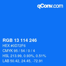 Color code: RGB 13 114 246 | qconv.com