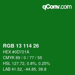 Color code: RGB 13 114 26 | qconv.com