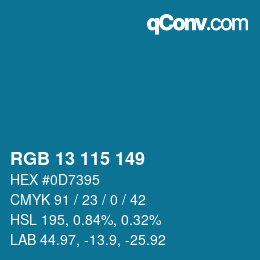 Color code: RGB 13 115 149 | qconv.com