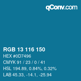颜色代码: RGB 13 116 150 | qconv.com