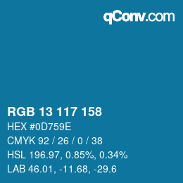 Color code: RGB 13 117 158 | qconv.com
