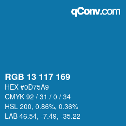 Color code: RGB 13 117 169 | qconv.com