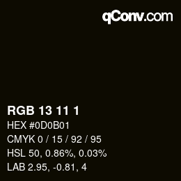 カラーコード: RGB 13 11 1 | qconv.com