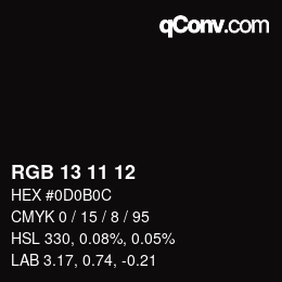 Color code: RGB 13 11 12 | qconv.com