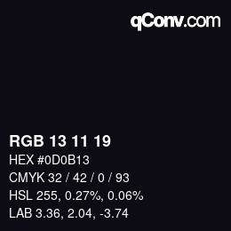 カラーコード: RGB 13 11 19 | qconv.com