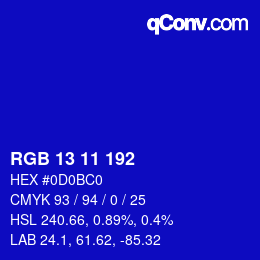Color code: RGB 13 11 192 | qconv.com