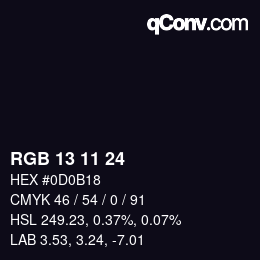 Color code: RGB 13 11 24 | qconv.com