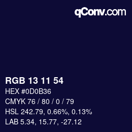 Color code: RGB 13 11 54 | qconv.com