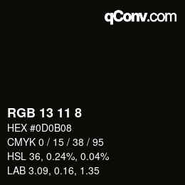 Color code: RGB 13 11 8 | qconv.com