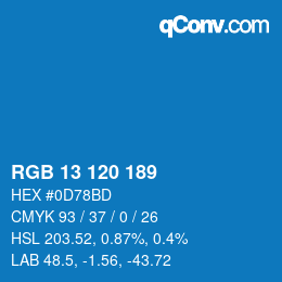 カラーコード: RGB 13 120 189 | qconv.com