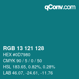 Color code: RGB 13 121 128 | qconv.com
