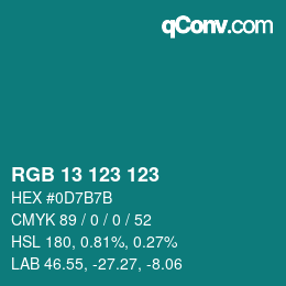 カラーコード: RGB 13 123 123 | qconv.com