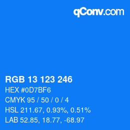 Color code: RGB 13 123 246 | qconv.com