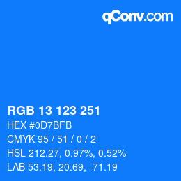Color code: RGB 13 123 251 | qconv.com