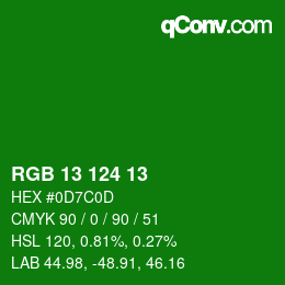 Color code: RGB 13 124 13 | qconv.com