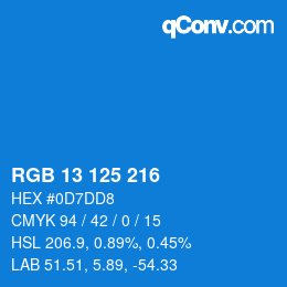 Color code: RGB 13 125 216 | qconv.com