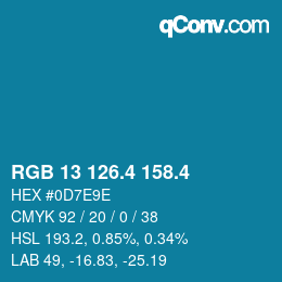 カラーコード: RGB 13 126.4 158.4 | qconv.com