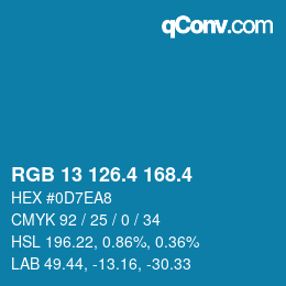 カラーコード: RGB 13 126.4 168.4 | qconv.com