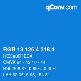 カラーコード: RGB 13 126.4 218.4 | qconv.com
