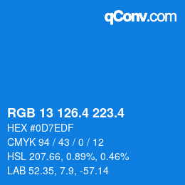 カラーコード: RGB 13 126.4 223.4 | qconv.com