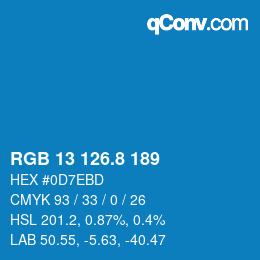 カラーコード: RGB 13 126.8 189 | qconv.com