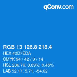カラーコード: RGB 13 126.8 218.4 | qconv.com