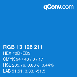 Color code: RGB 13 126 211 | qconv.com