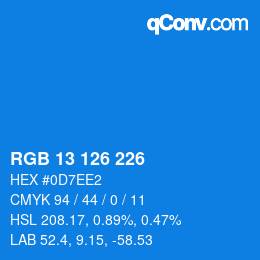 カラーコード: RGB 13 126 226 | qconv.com