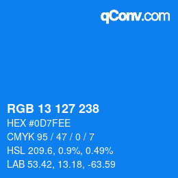 Color code: RGB 13 127 238 | qconv.com