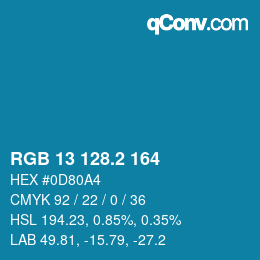 カラーコード: RGB 13 128.2 164 | qconv.com