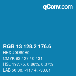 カラーコード: RGB 13 128.2 176.6 | qconv.com