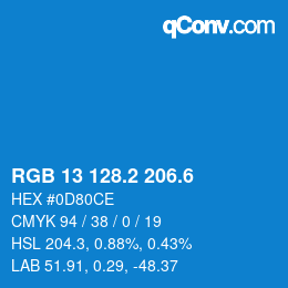 カラーコード: RGB 13 128.2 206.6 | qconv.com