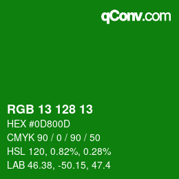 Color code: RGB 13 128 13 | qconv.com