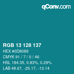 Color code: RGB 13 128 137 | qconv.com