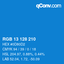Color code: RGB 13 128 210 | qconv.com