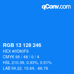 Color code: RGB 13 128 246 | qconv.com