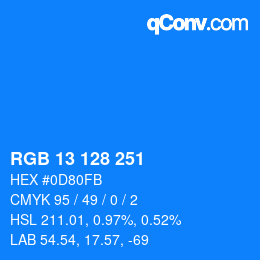 カラーコード: RGB 13 128 251 | qconv.com