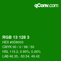 Color code: RGB 13 128 3 | qconv.com