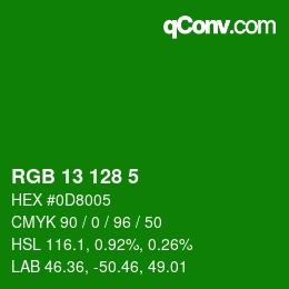 Color code: RGB 13 128 5 | qconv.com