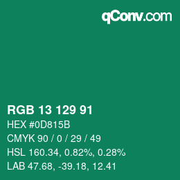 カラーコード: RGB 13 129 91 | qconv.com