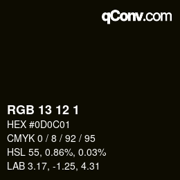 颜色代码: RGB 13 12 1 | qconv.com