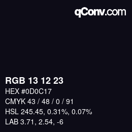 カラーコード: RGB 13 12 23 | qconv.com