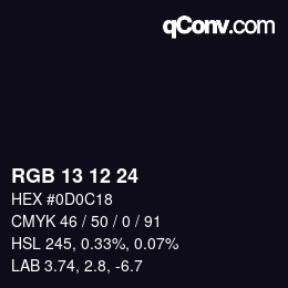 Color code: RGB 13 12 24 | qconv.com
