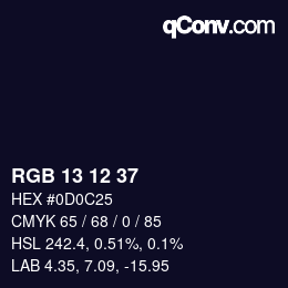 カラーコード: RGB 13 12 37 | qconv.com